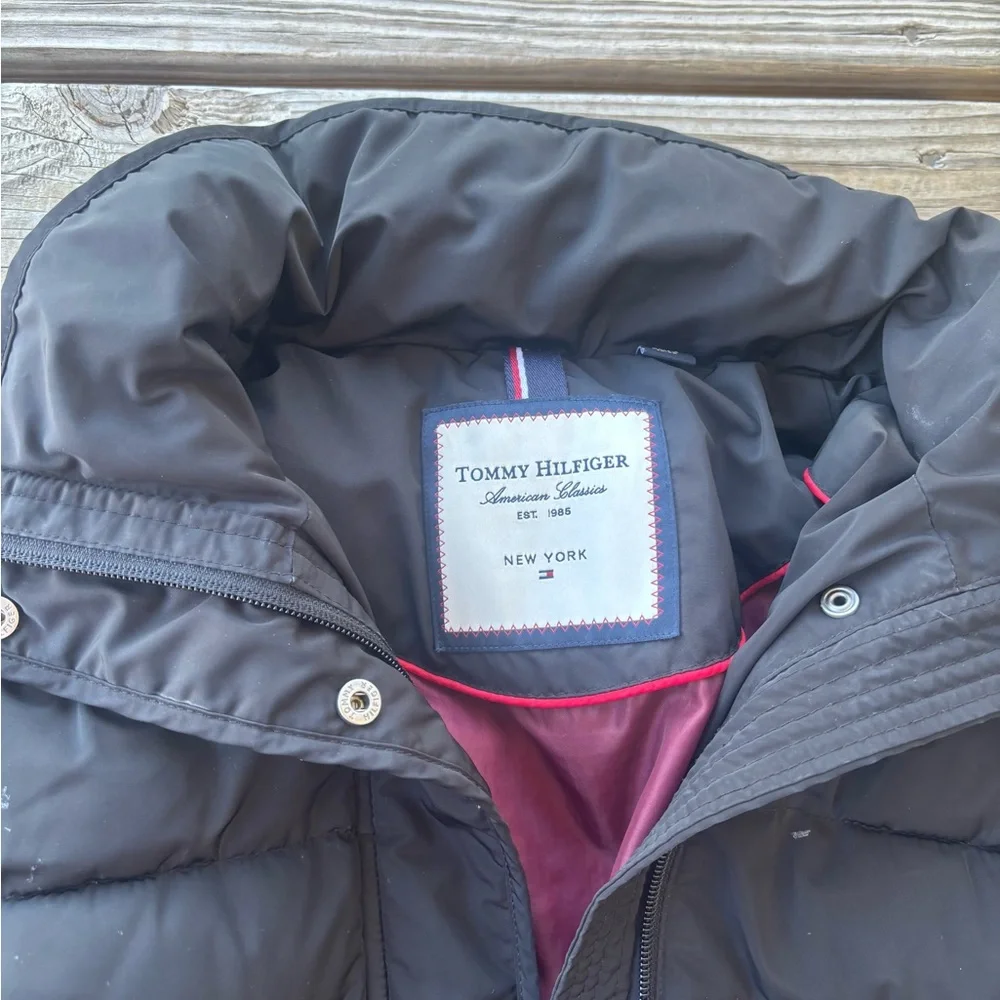 Tommy Hilfiger Long Puffer Jacket S Black | Warm Winter Coat - Picture 2 of 5